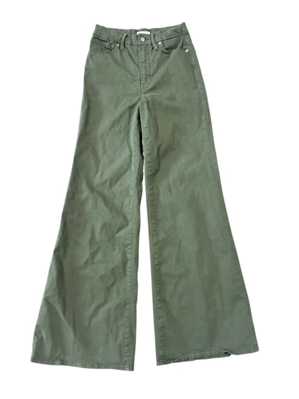 Good American Olive Green Twill Good Ease Wide Legged Pants Size 4/27 - Picture 3 of 7